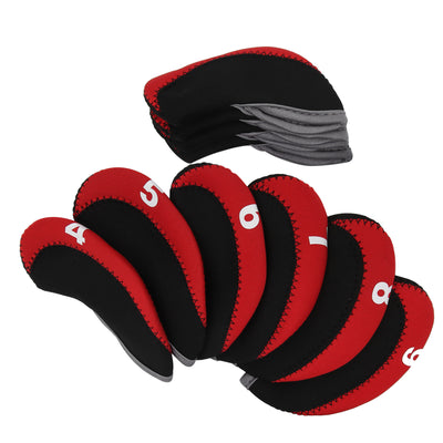 Leather Golf Club Iron Head Covers – Red Club Protect Case Set