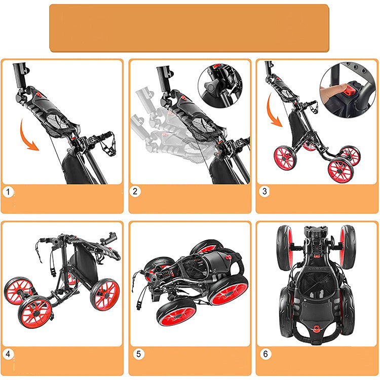Foldable 4-Wheel Golf Trolley – Lightweight & Durable for Easy Transport