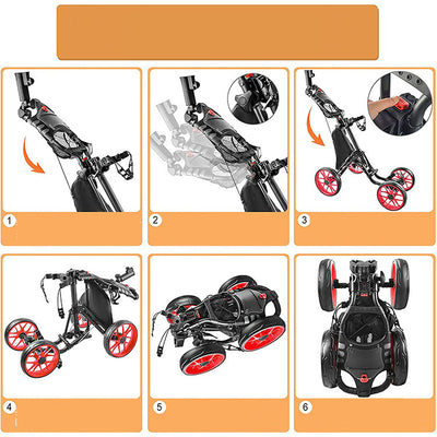 Foldable 4-Wheel Golf Trolley – Lightweight & Durable for Easy Transport