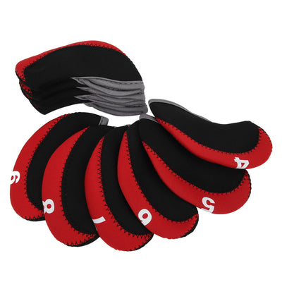 Leather Golf Club Iron Head Covers – Red Club Protect Case Set