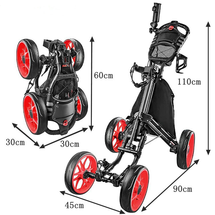 Foldable 4-Wheel Golf Trolley – Lightweight & Durable for Easy Transport