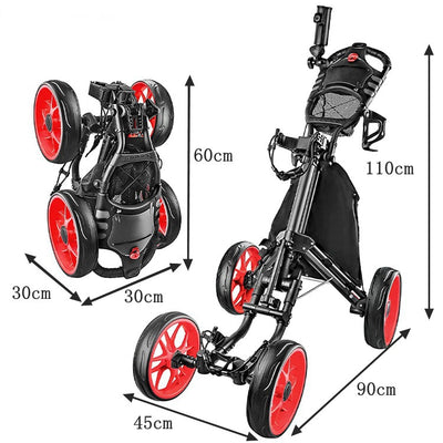 Foldable 4-Wheel Golf Trolley – Lightweight & Durable for Easy Transport