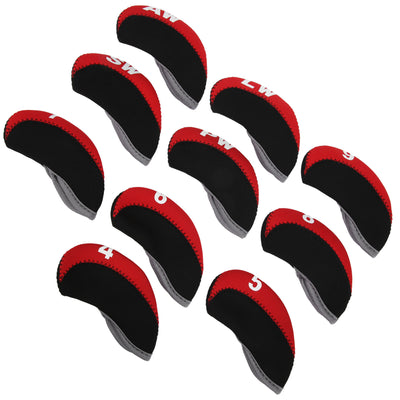 Leather Golf Club Iron Head Covers – Red Club Protect Case Set