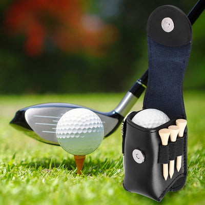 Golf Ball Bag Holder Clip – Utility Pouch for Balls & Tees (Black)