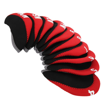 Leather Golf Club Iron Head Covers – Red Club Protect Case Set
