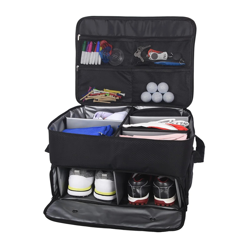 Waterproof Golf Trunk Organizer with Shoes Bag & Storage for Gear & Accessories