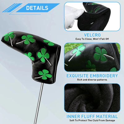 Golf Putter Head Covers – PU Leather Blade Protector for Men & Women (Black/White)