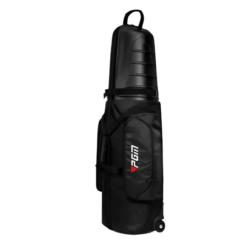 PGM hard shell golf travel bag with side pockets and durable wheels, offering protection and convenience for golfers on the go.