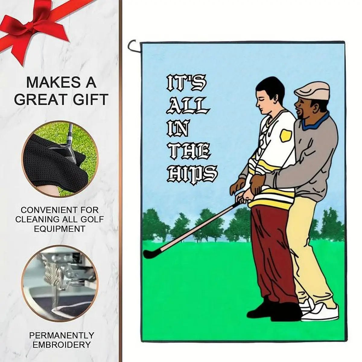 Funny Golf Towel – "Brotherhood Is Deep" with Clip for Golf Bags