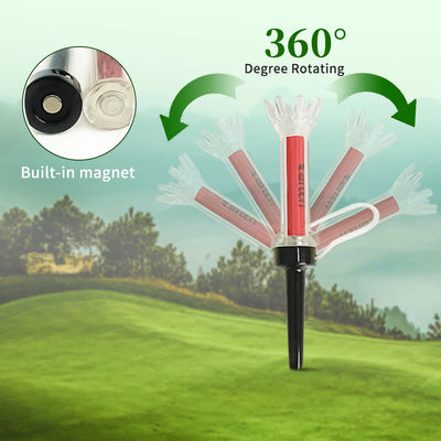 Caiton 5PCS Magnetic Golf Tees – 79mm/90mm Adjustable Plastic with 360° Bounce