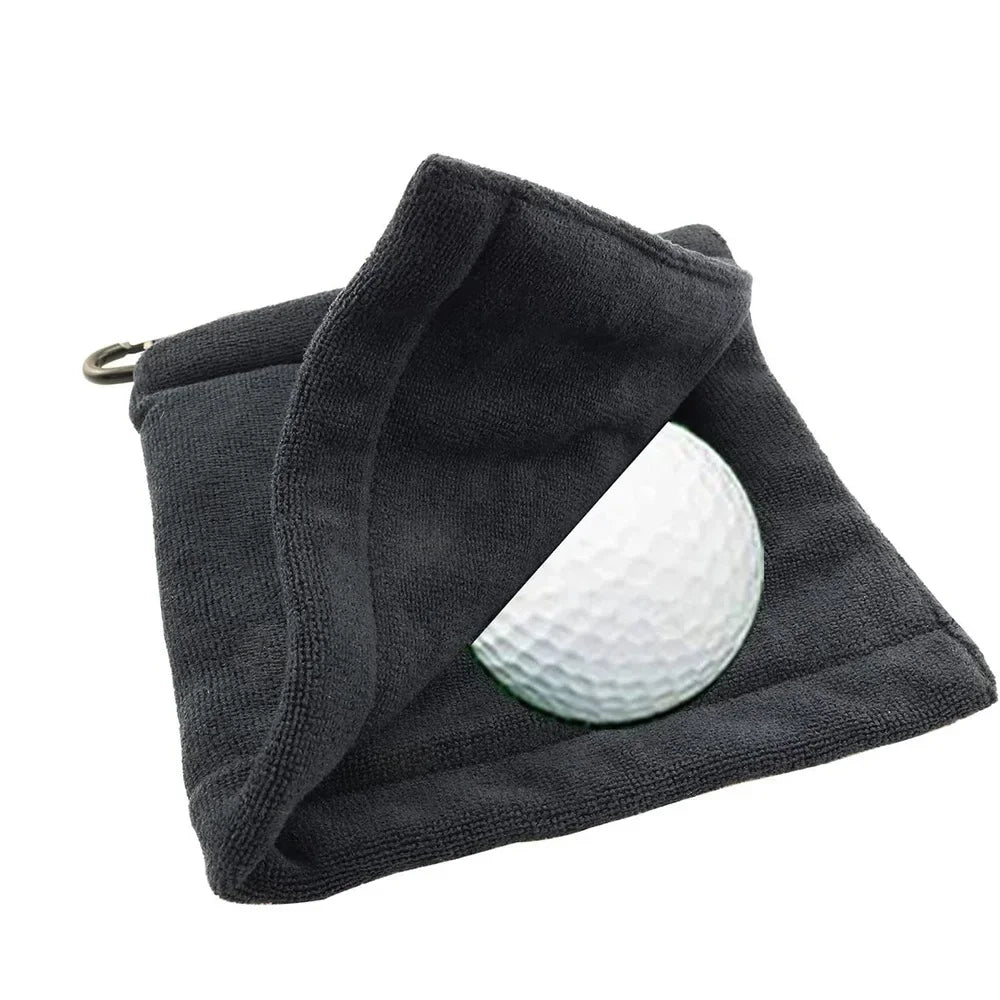 Microfiber Golf Ball Cleaning Towel – Water-Absorbent with Carabiner Hook for Clubs & Balls