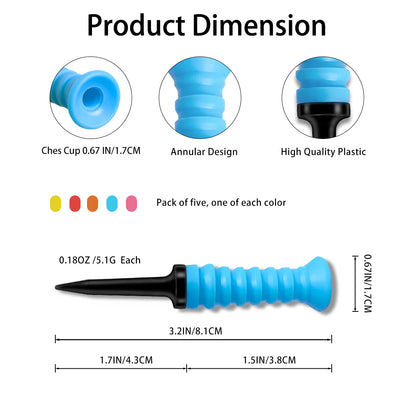 Caiton 5pcs 360° Flexible Rubber Golf Tees – Durable & Low Friction for Consistent Shots