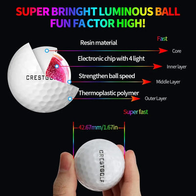 LED Golf Balls – Night Glow Balls with 6 Bright Colors