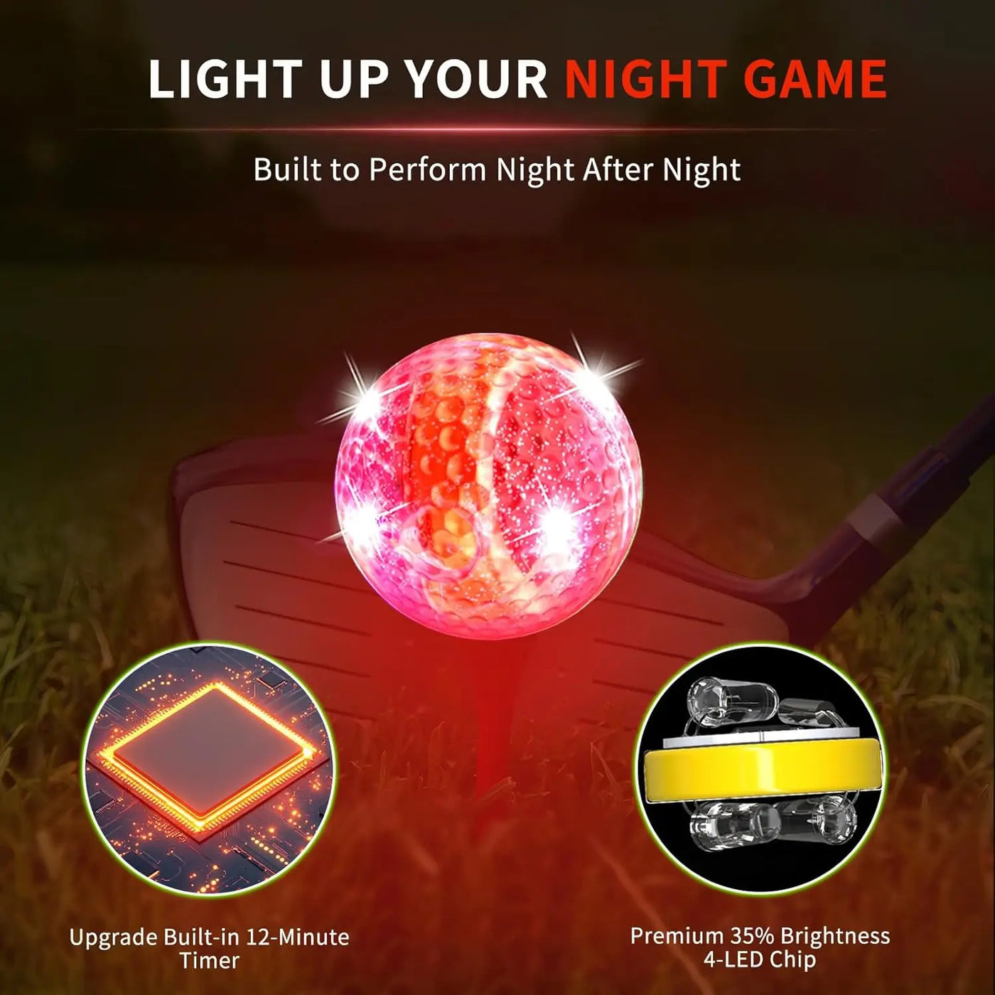 LED Golf Balls – Night Glow Balls with 6 Bright Colors