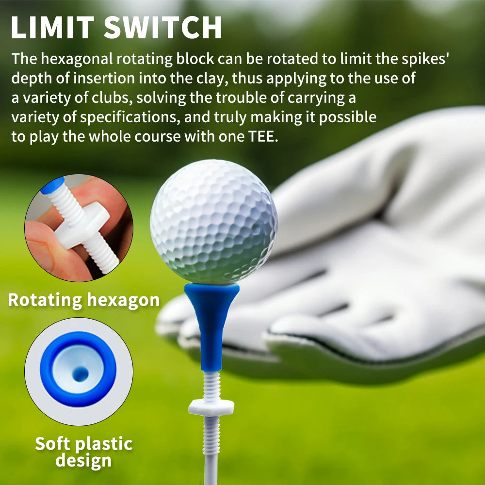5pc Adjustable Golf Tees – Durable & Stable for Precision Shots
