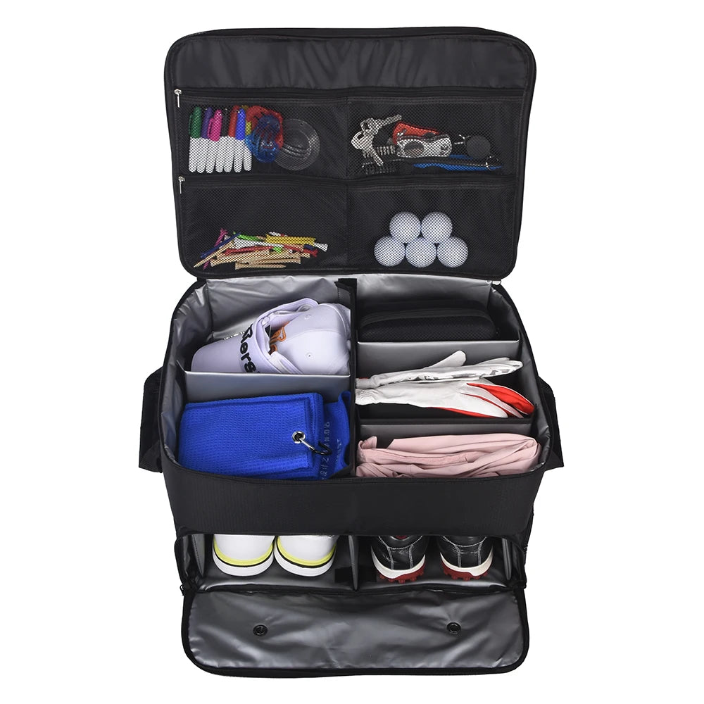 Waterproof Golf Trunk Organizer with Shoes Bag & Storage for Gear & Accessories