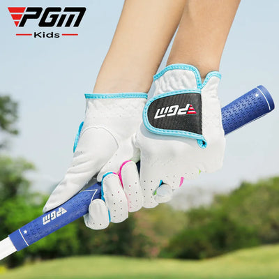 Female Golf Gloves – Breathable, Anti-Slip for Boys & Girls (White/Pink)