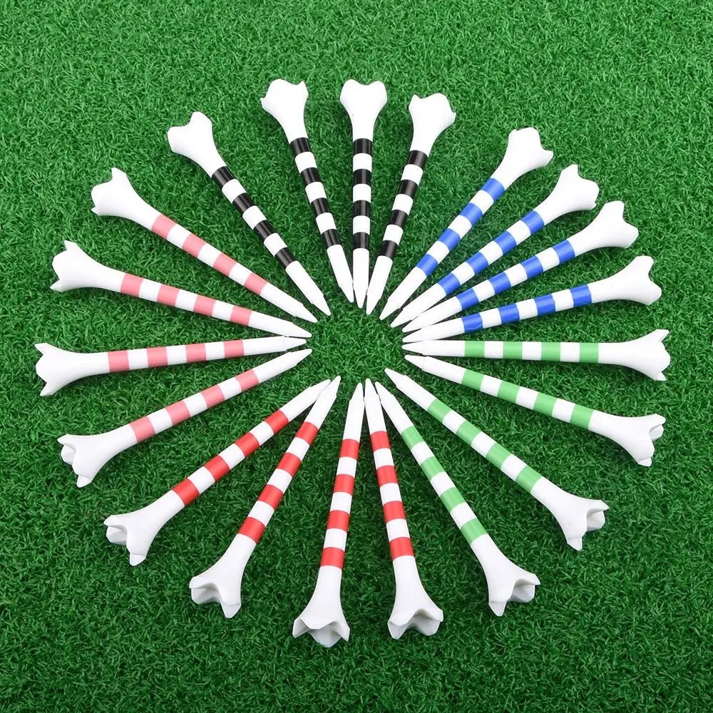 20Pcs Durable Plastic Golf Tees – Striped for Precision & Consistency