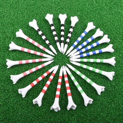 20Pcs Durable Plastic Golf Tees – Striped for Precision & Consistency