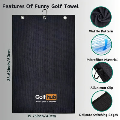 Funny Embroidered Golf Towel – Premium Microfiber, Perfect Gift for Men & Golfers