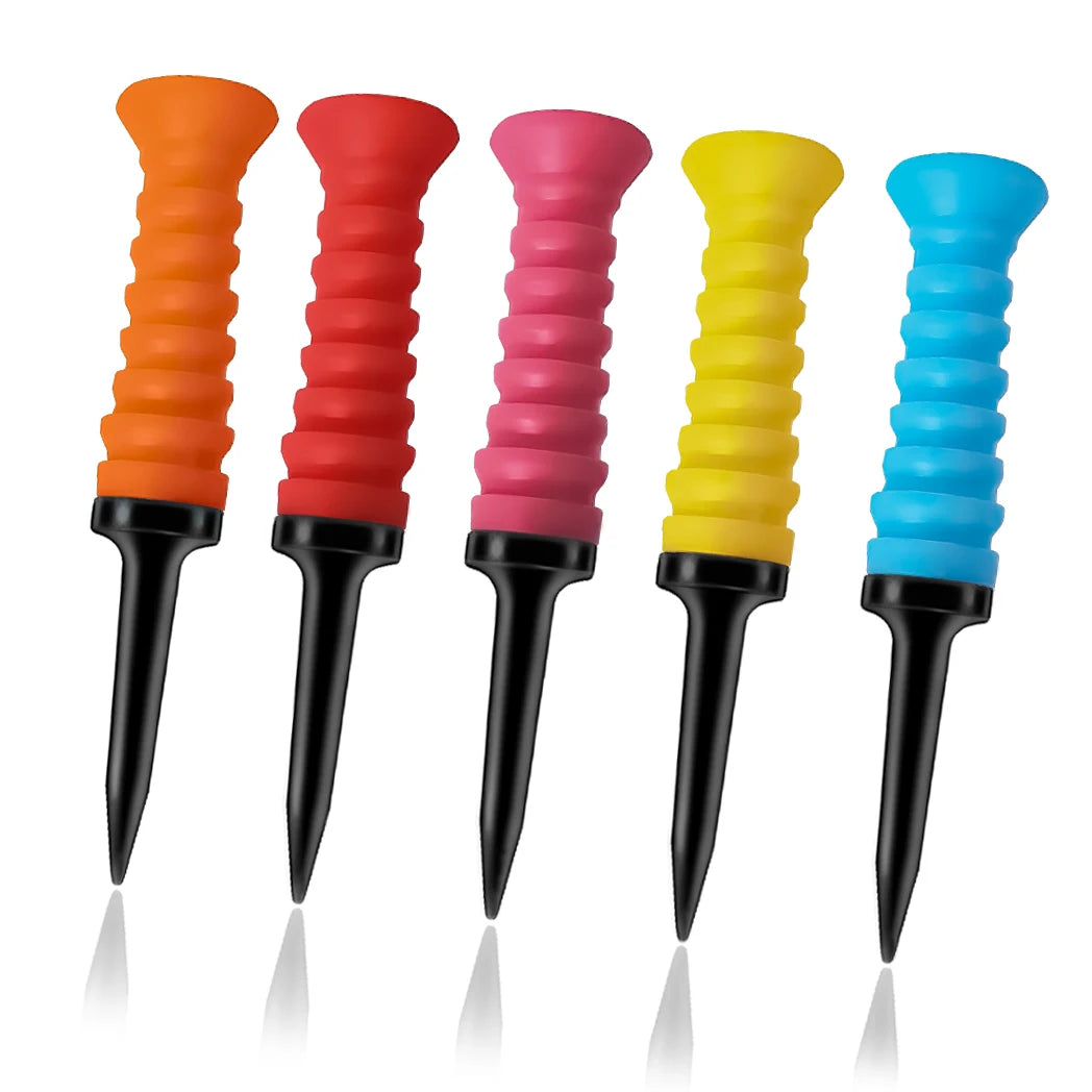 Caiton 5pcs 360° Flexible Rubber Golf Tees – Durable & Low Friction for Consistent Shots