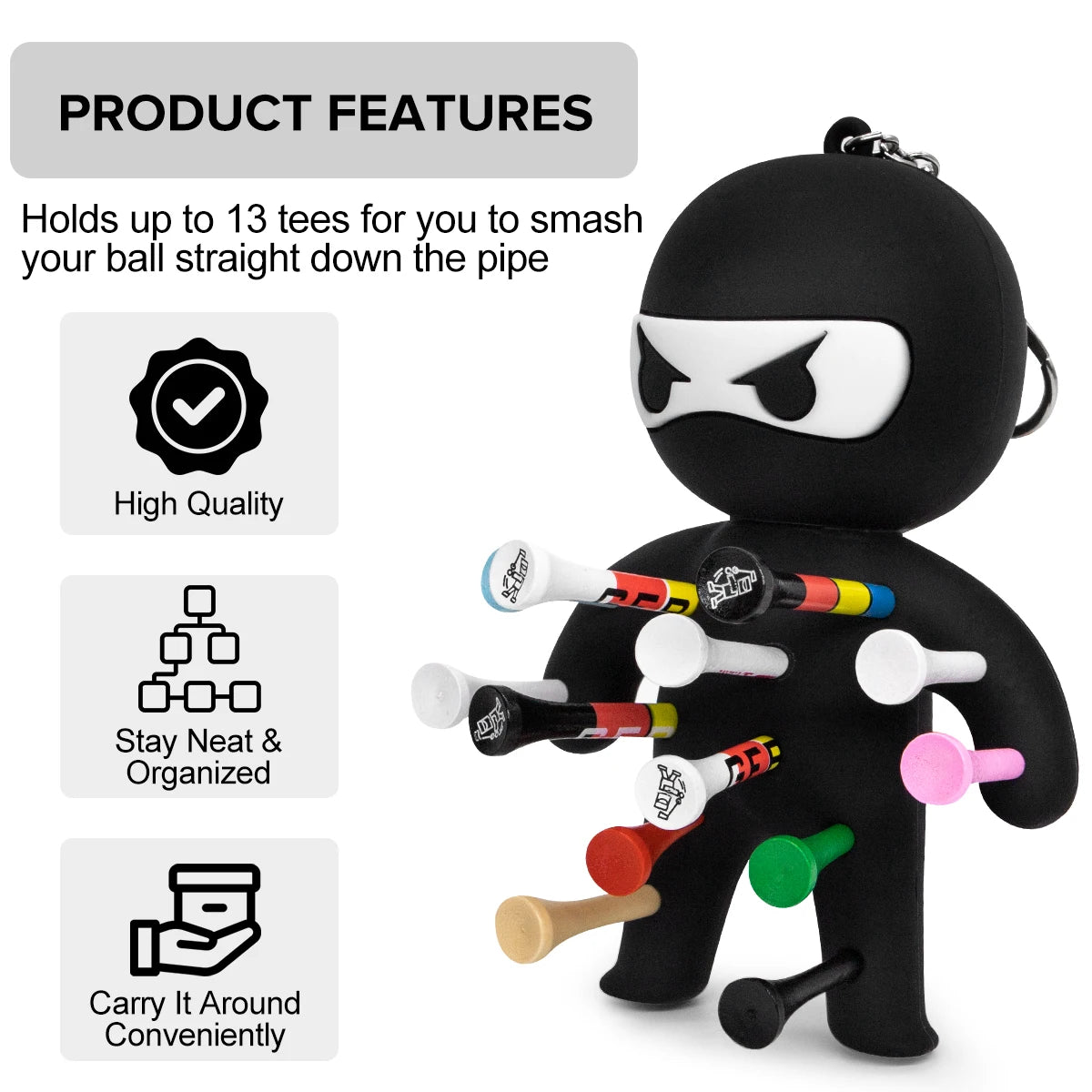 Ninja Golf Tee & Ball Holder Keychain