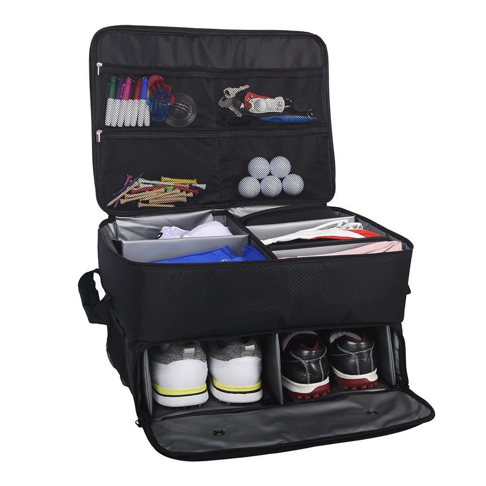 Waterproof Golf Trunk Organizer with Shoes Bag & Storage for Gear & Accessories