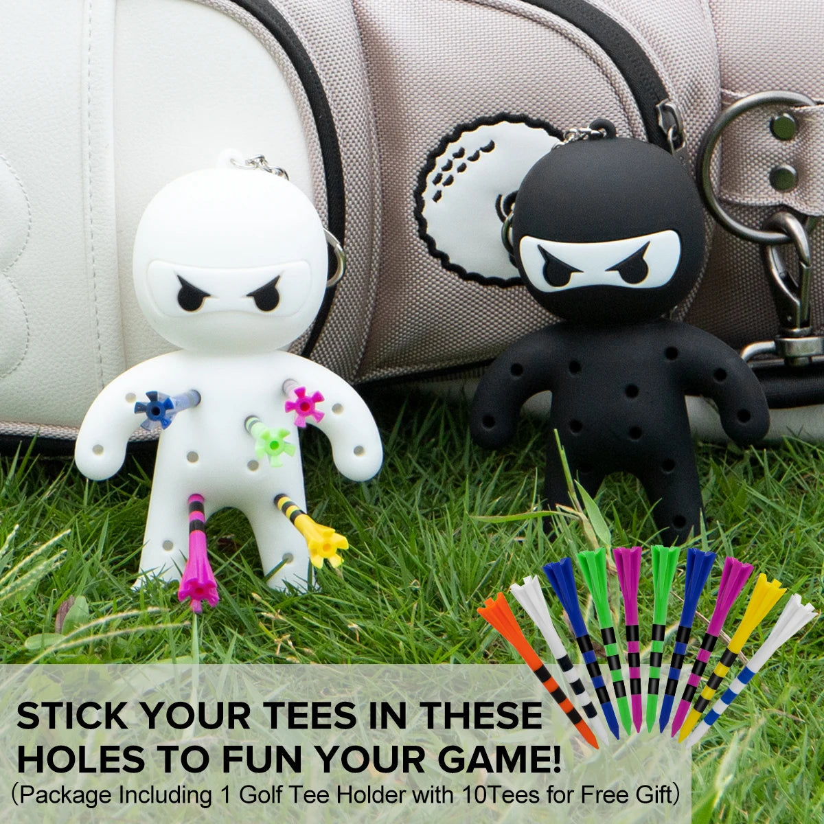 Ninja Golf Tee & Ball Holder Keychain