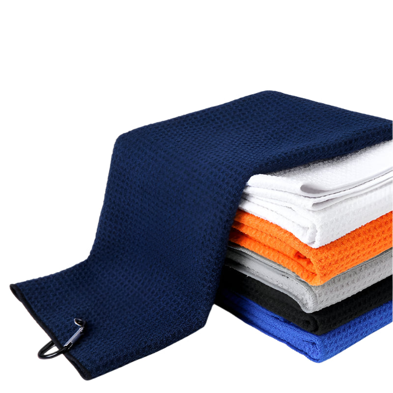 Waffle Microfiber Golf Towel – Absorbent Club & Ball Cleaning Cloth with Bag Clip