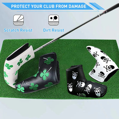 Golf Putter Head Covers – PU Leather Blade Protector for Men & Women (Black/White)