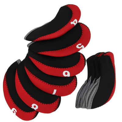 Leather Golf Club Iron Head Covers – Red Club Protect Case Set