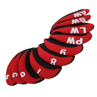 Leather Golf Club Iron Head Covers – Red Club Protect Case Set