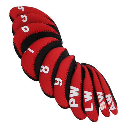 Leather Golf Club Iron Head Covers – Red Club Protect Case Set