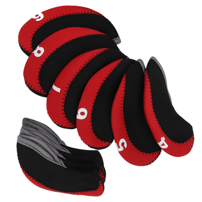 Leather Golf Club Iron Head Covers – Red Club Protect Case Set