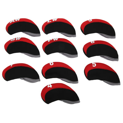 Leather Golf Club Iron Head Covers – Red Club Protect Case Set